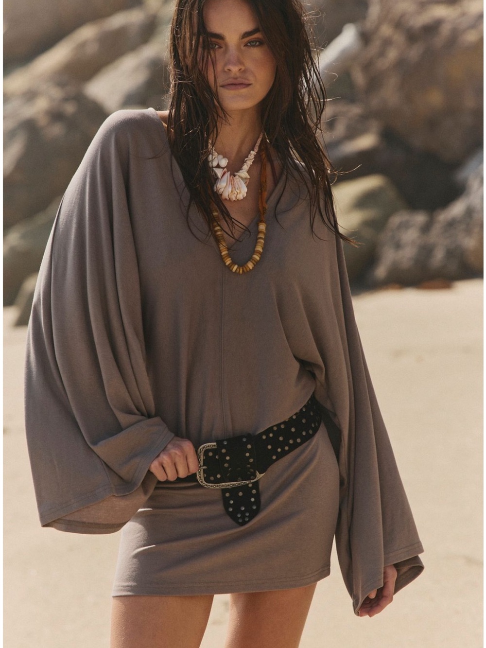 free-est Good Feels V-Neck Mini Dress by Free People